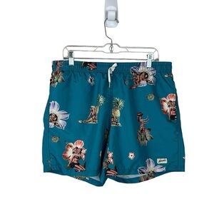Bather Hula Print Swim Trunks